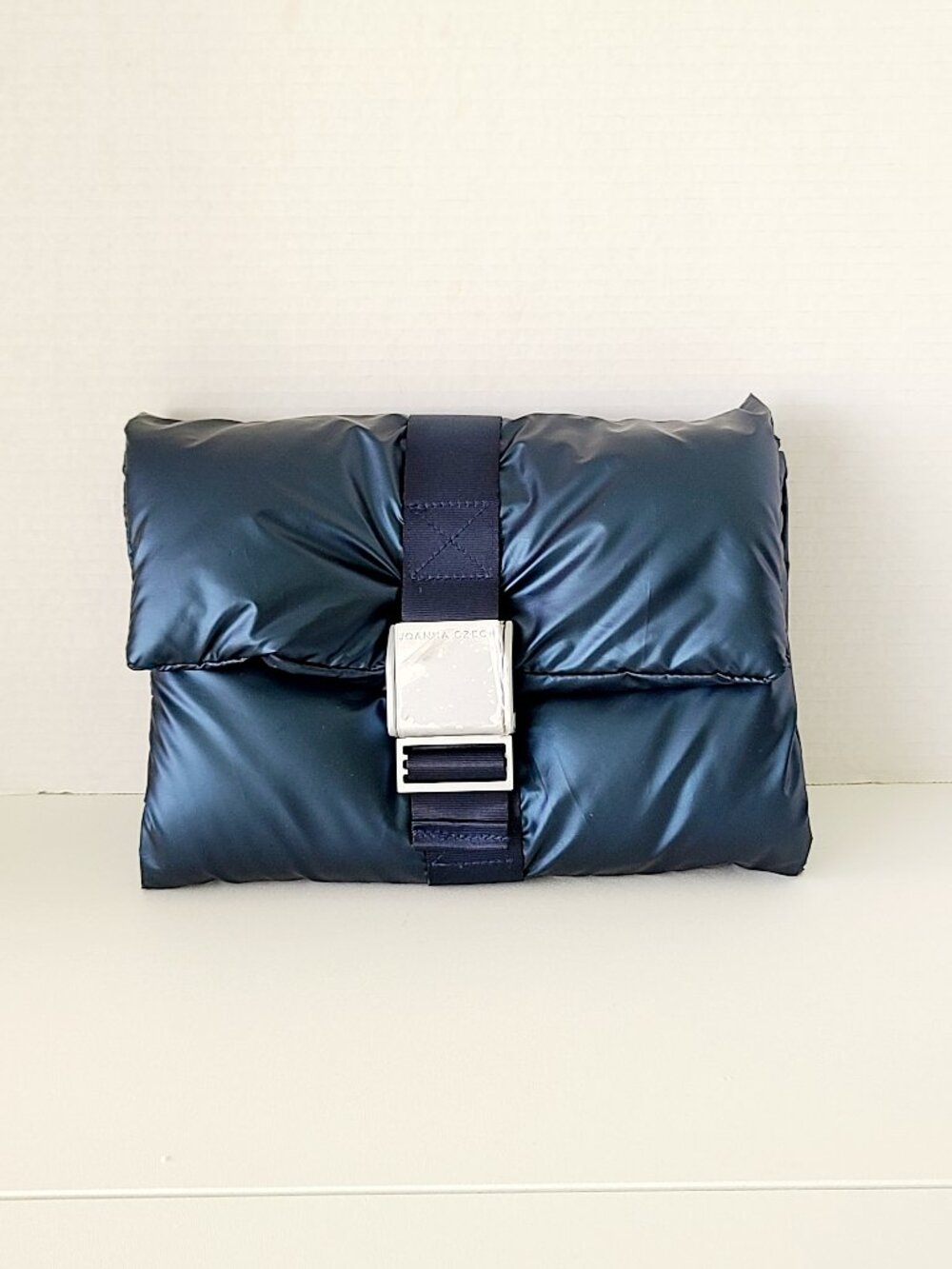 Joanna Czech Navy Blue The Pouch Puffer Cosmetic Travel Bag